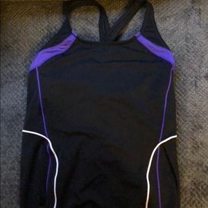 Lands’ End 12L black and purple one piece suit